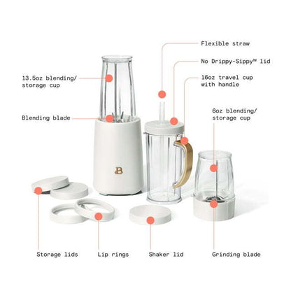 Personal Blender Set with 12 Pieces, 240 W, White Icing by Drew Barrymore