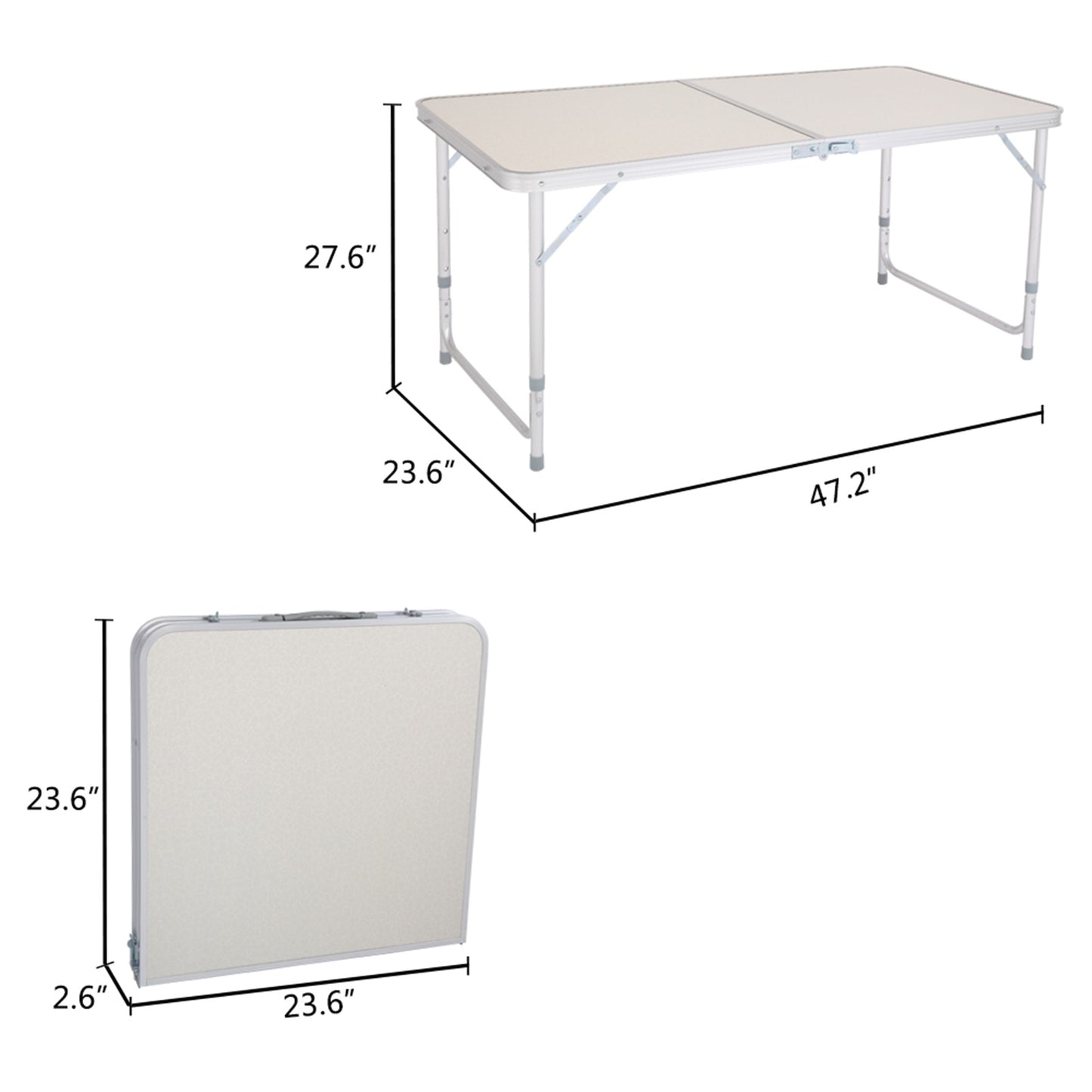 Stock en EE. UU., uso doméstico, mesa plegable portátil de aleación de aluminio, blanco, pícnic al aire libre, Camping, comedor, fiesta, interior RT