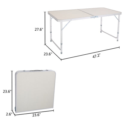 Stock en EE. UU., uso doméstico, mesa plegable portátil de aleación de aluminio, blanco, pícnic al aire libre, Camping, comedor, fiesta, interior RT