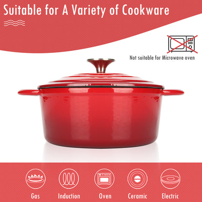 COOKWIN Enameled Cast Iron Dutch Oven with Self Basting Lid;  Enamel Coated Cookware Pot 5QT