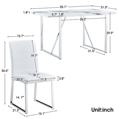 5-piece Dining Table Chairs Set (White)