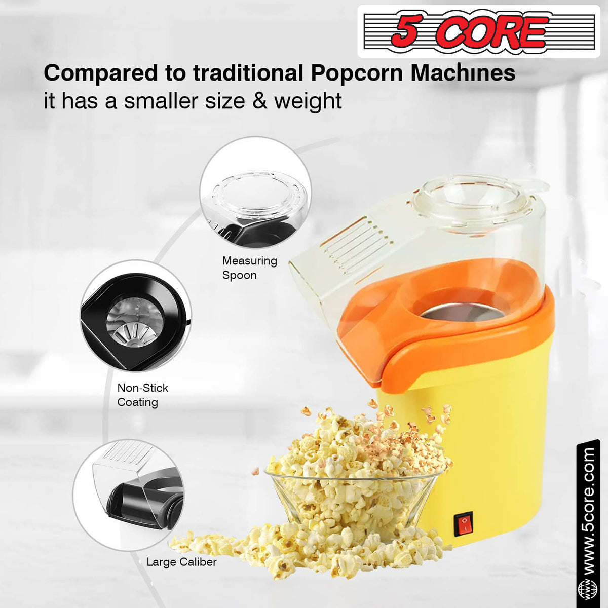 5 Core Hot Air Popcorn Popper Machine