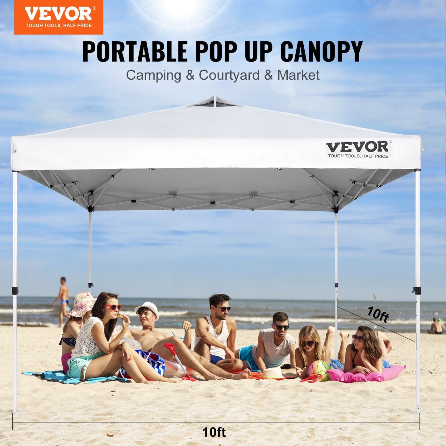 VEVOR Pop Up Canopy Tent, 10 x 10 ft