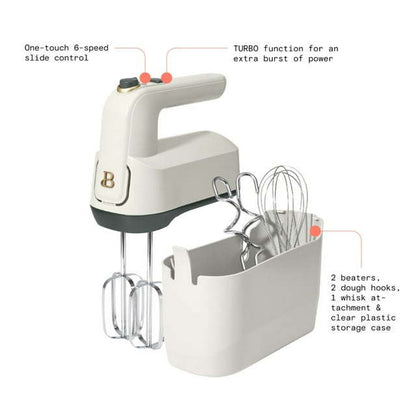 6-Speed Electric Hand Mixer, White Icing by Drew Barrymore