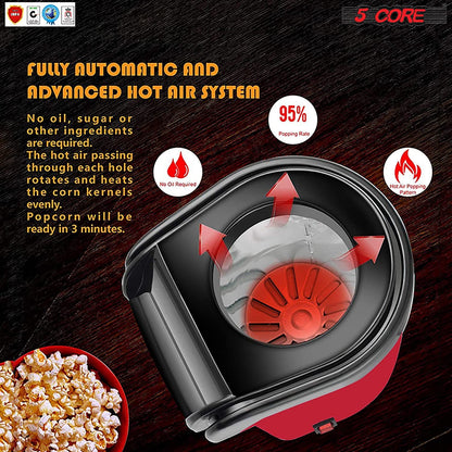 5 Core Hot Air Popcorn Popper Machine