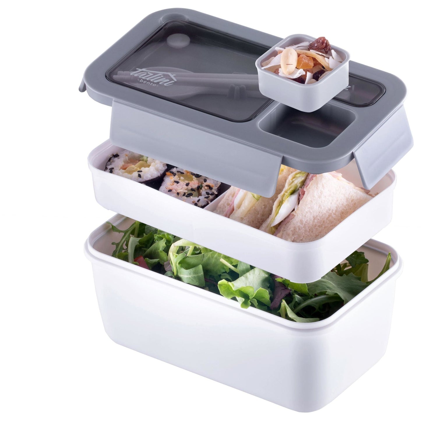 White Bento box Premium Lunch Box with Compartments for Portion Control and On The Go Dining