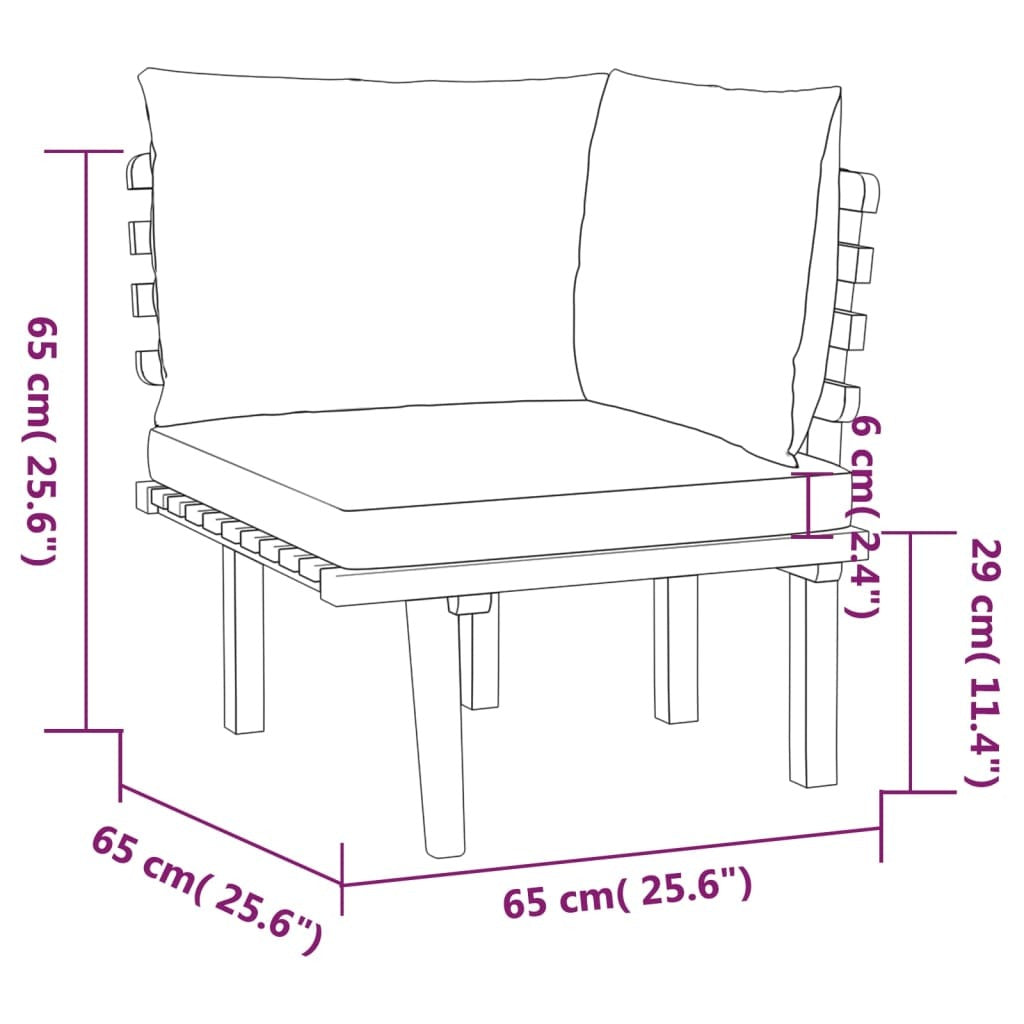 5 Piece Patio Lounge Set with Cushions Solid Acacia Wood