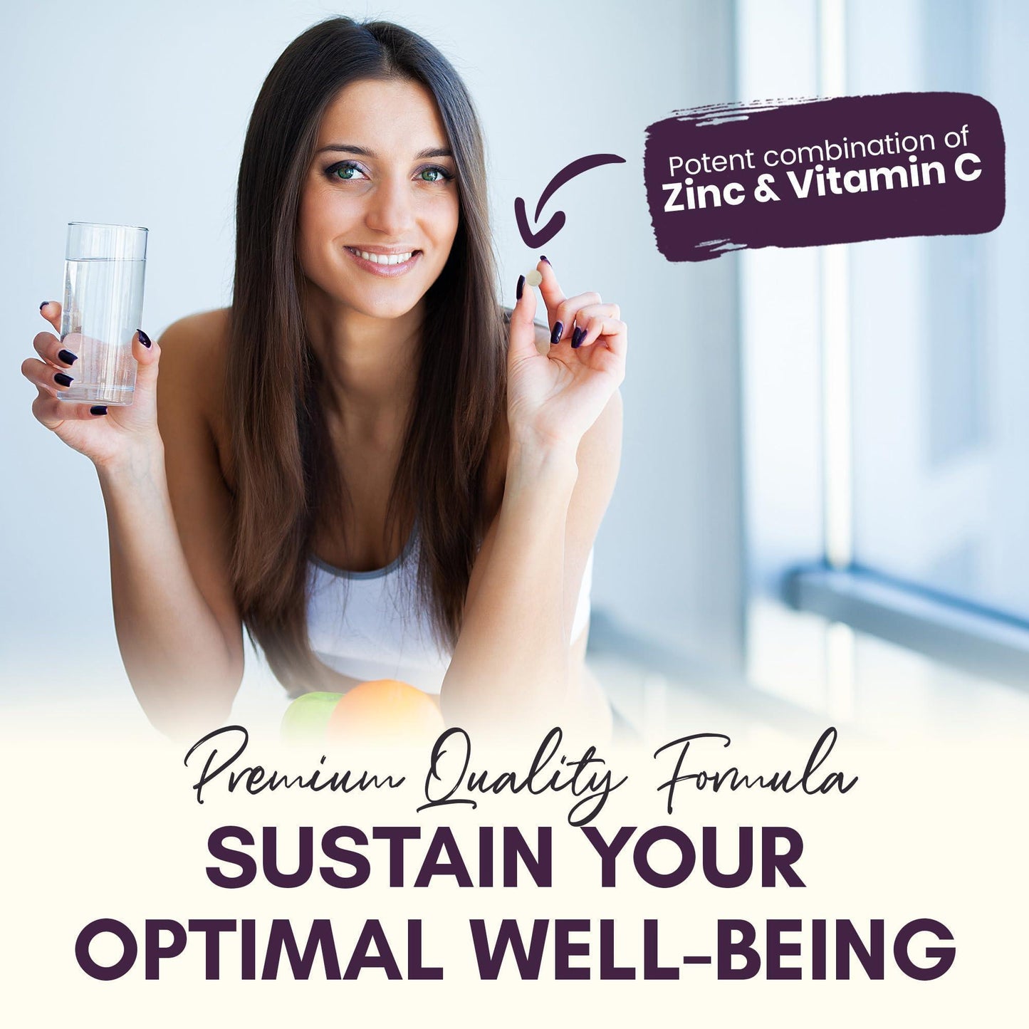 Zinc with VIT C 500 Mg Immune System Support 120 Tablets Blend of Anti-oxidants