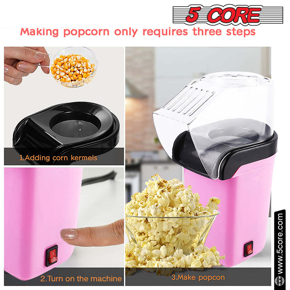 5 Core Hot Air Popcorn Popper Machine