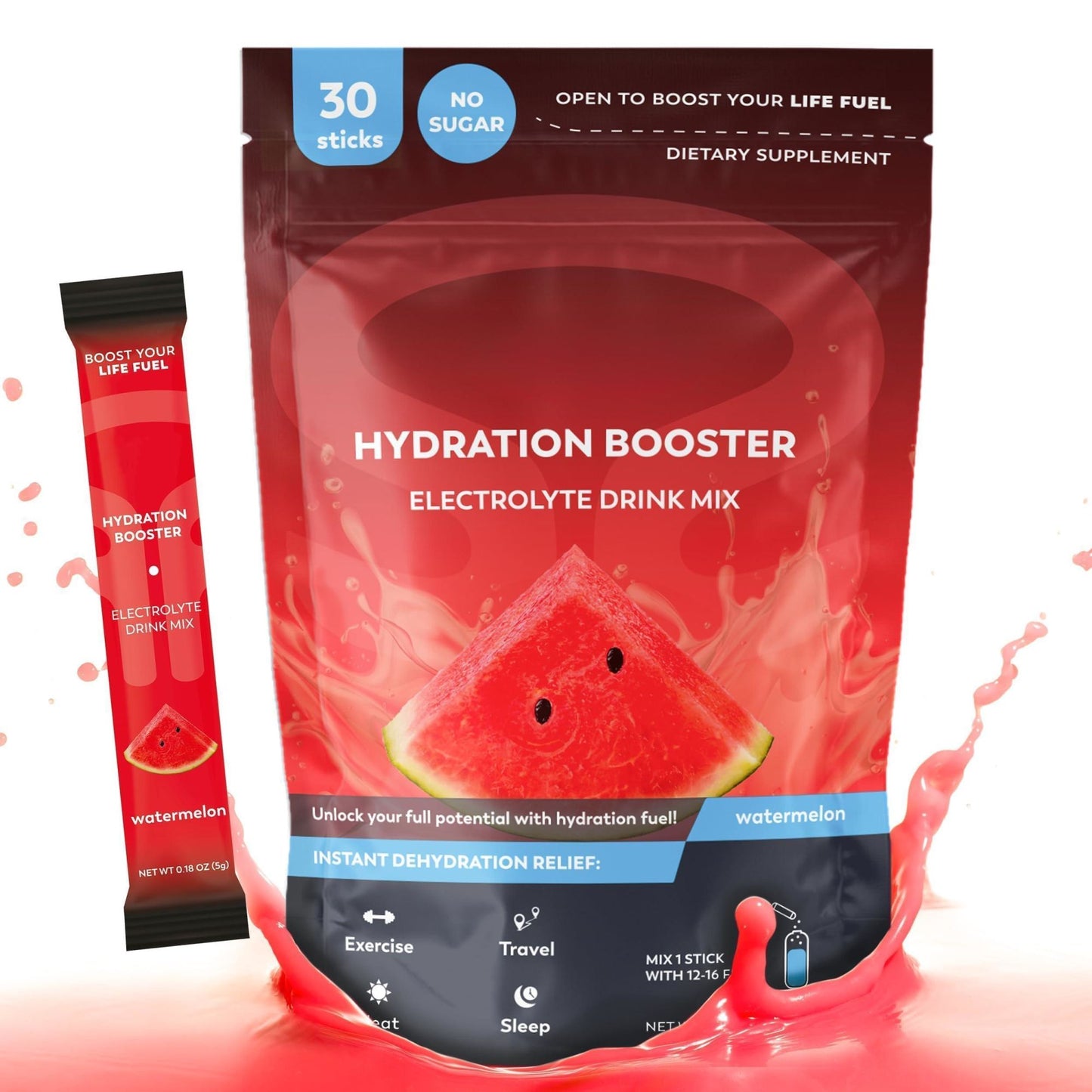 Hydration Packets Watermelon Electrolytes Powder 30 Sticks