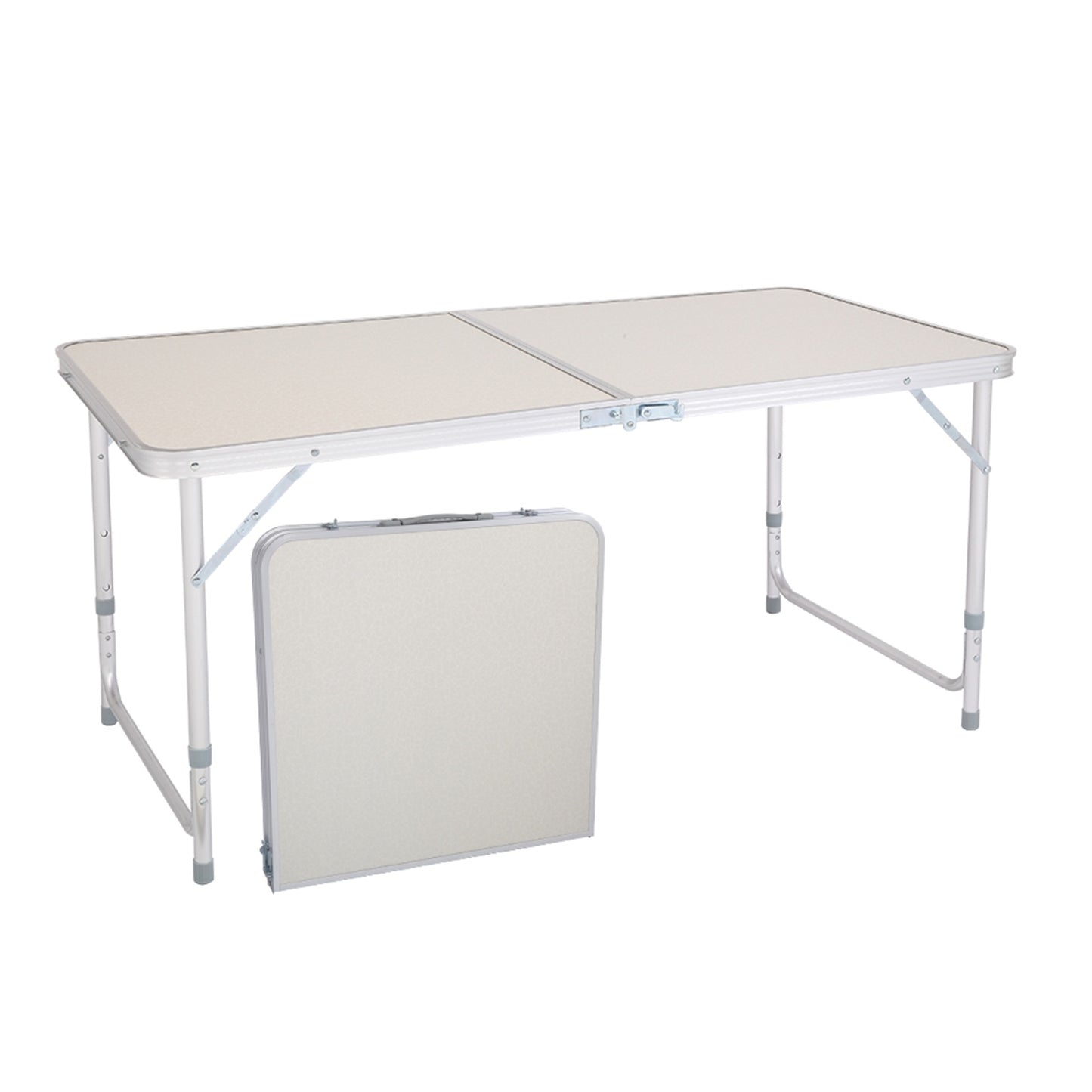 Stock en EE. UU., uso doméstico, mesa plegable portátil de aleación de aluminio, blanco, pícnic al aire libre, Camping, comedor, fiesta, interior RT