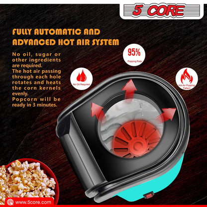 5 Core Hot Air Popcorn Popper Machine