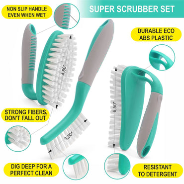 Turquoise Scrub Brush Set of 3pcs Cleaning Shower Scrubber