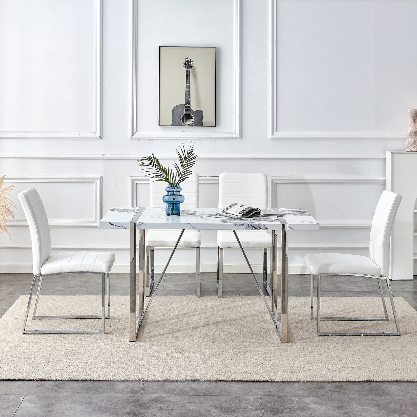 5-piece Dining Table Chairs Set (White)