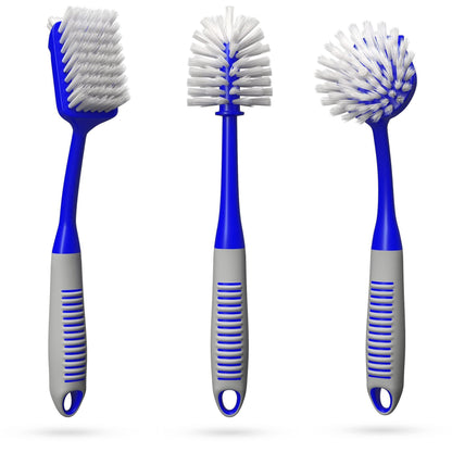 Blue Dish Brush Set of 3 with Bottle Water Brush Scrub Brush