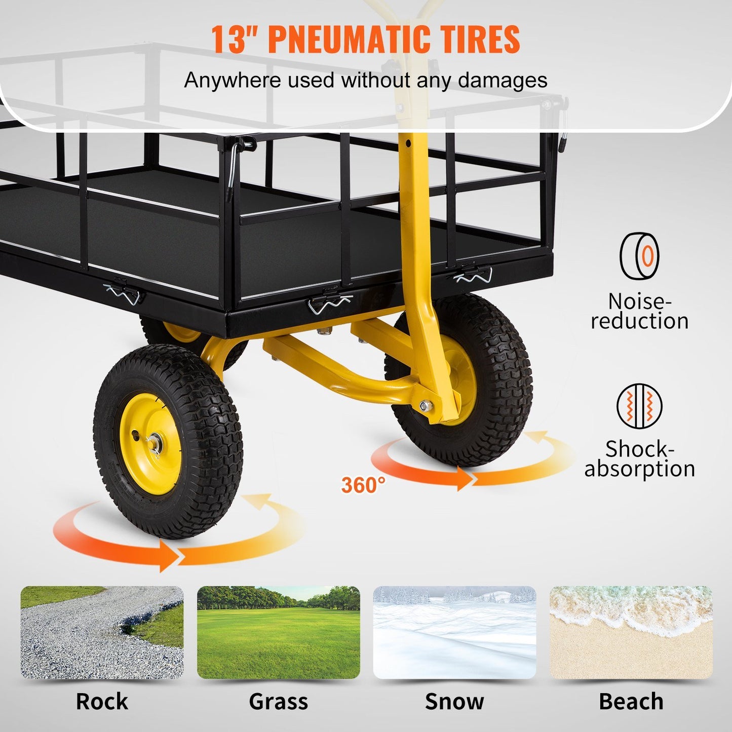 VEVOR Steel Garden Cart, Heavy Duty 1200 lbs Capacity