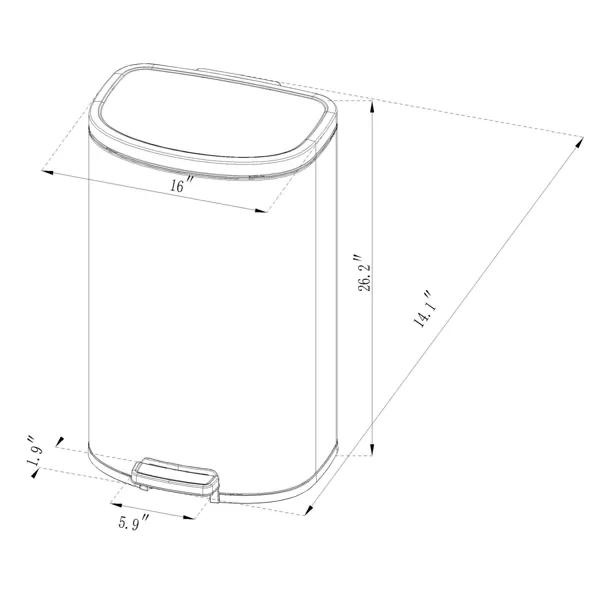 45L D Shape Step Trash Can