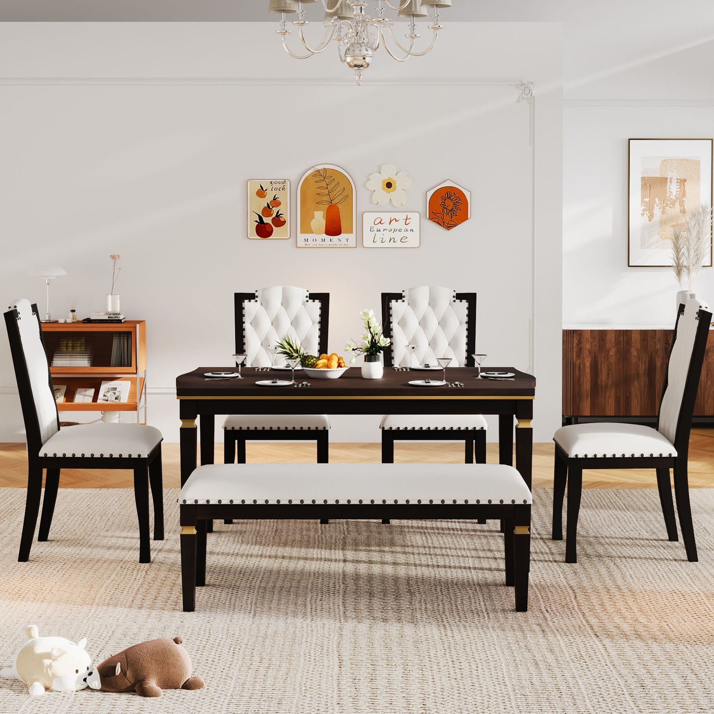 6-Piece Kitchen Dining Table Set (Espresso)