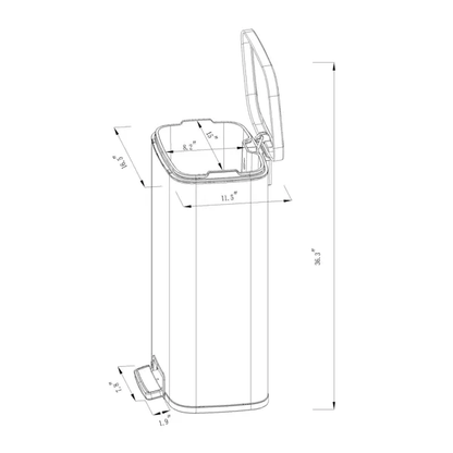 45L Rectangular Step Trash Can