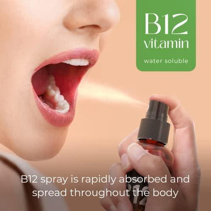 B12 Liquid Spray Drops for Energy and Nerve Function Support Brain Memory Mood Immune System with B12 Sublingual Vitamins 2 Fl Oz