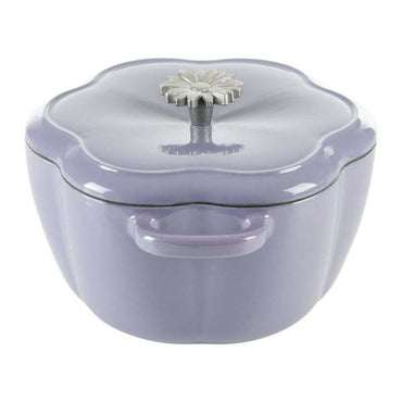 Timeless Beauty Floral Shaped Enamel Cast Iron 3-Quart Dutch Oven, Purple