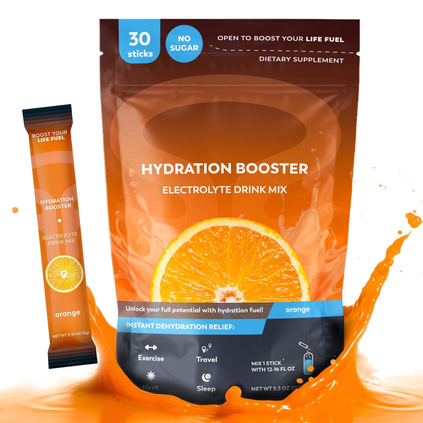 Hydration Packets Orange Electrolytes Powder