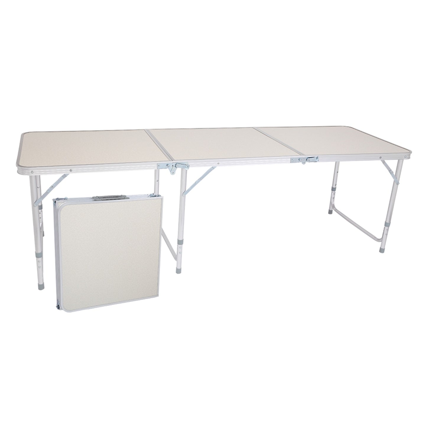 Stock en EE. UU., uso doméstico, mesa plegable portátil de aleación de aluminio, blanco, pícnic al aire libre, Camping, comedor, fiesta, interior RT