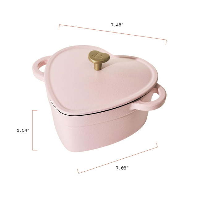 2QT Cast Iron Heart Dutch Oven, Pink Champagne by Drew Barrymore