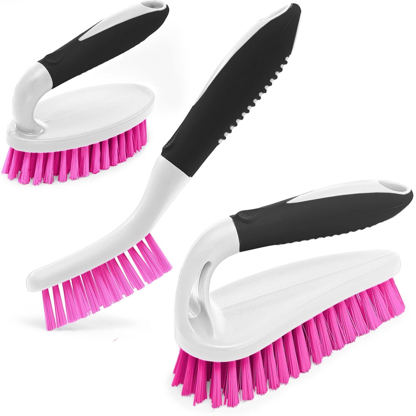 Pink Black Scrub Brush Set of 3pcs Cleaning Shower Scrubber