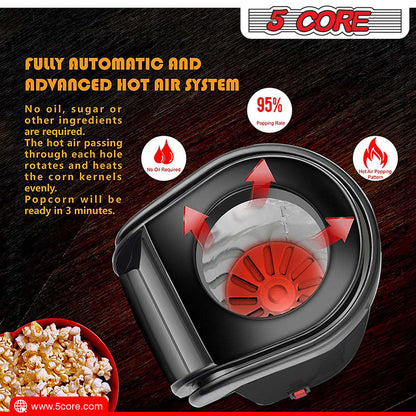 5 Core Hot Air Popcorn Popper Machine