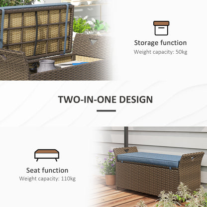 Outsunny 27 Gallon Patio Wicker Storage Bench