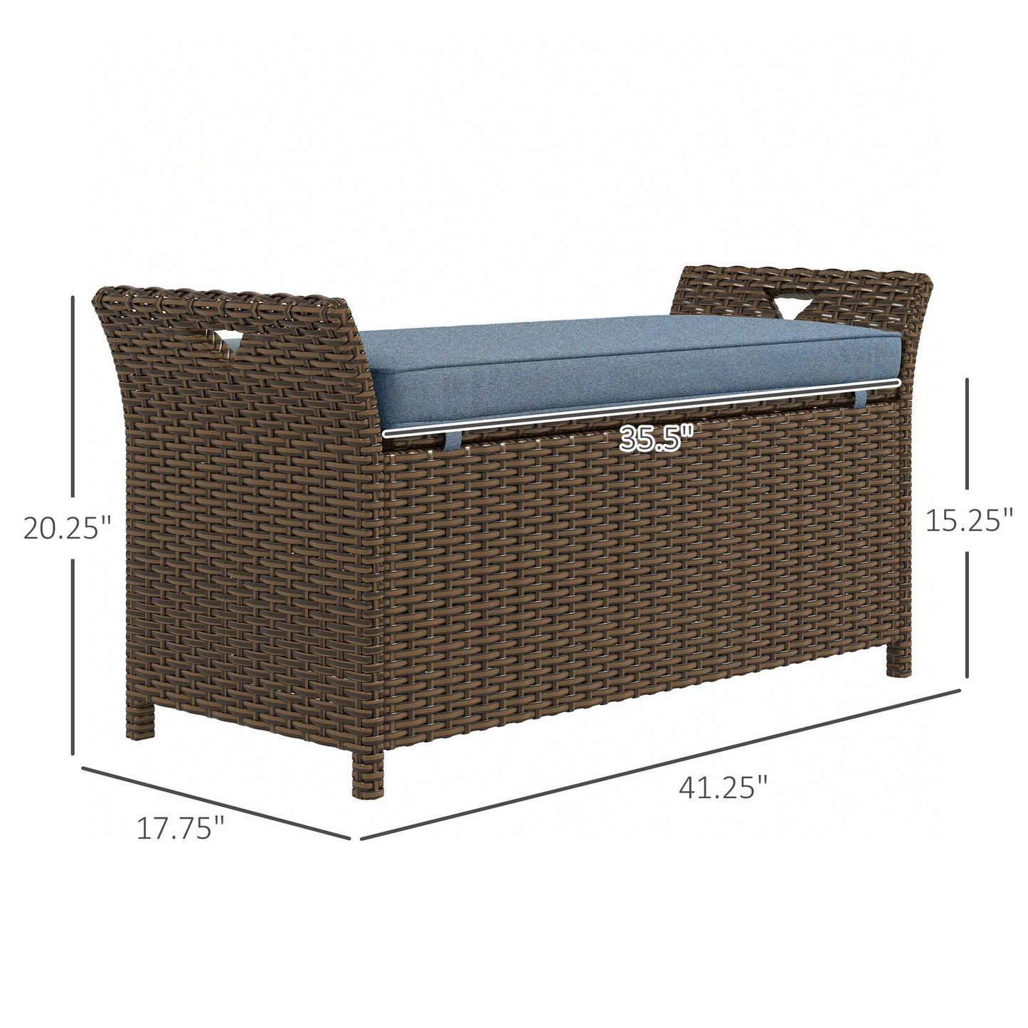 Outsunny 27 Gallon Patio Wicker Storage Bench