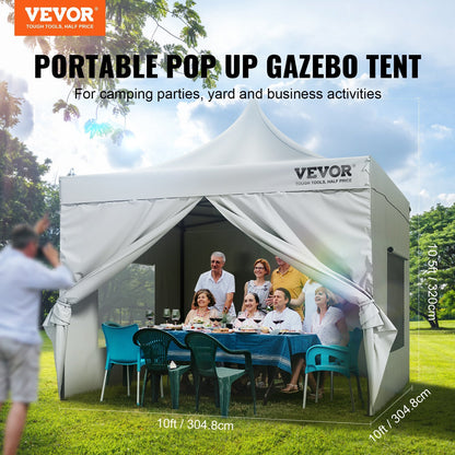 VEVOR 10x10 FT Pop up Canopy with Removable Sidewalls