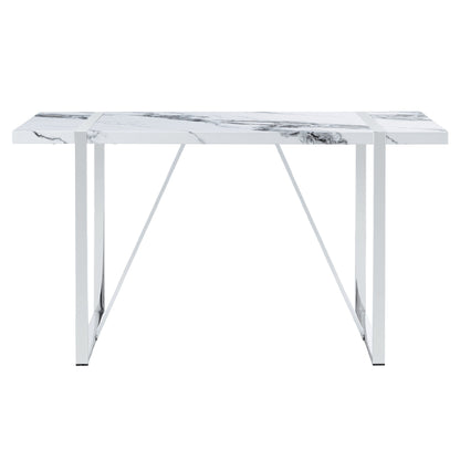 Modern Dining Table (White & Silver)(Only Table)