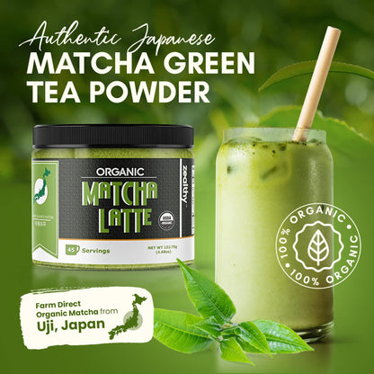 Organic Matcha Latte Pure Japanese Tea Blend with Ashwagandha and Maca 45 Servings