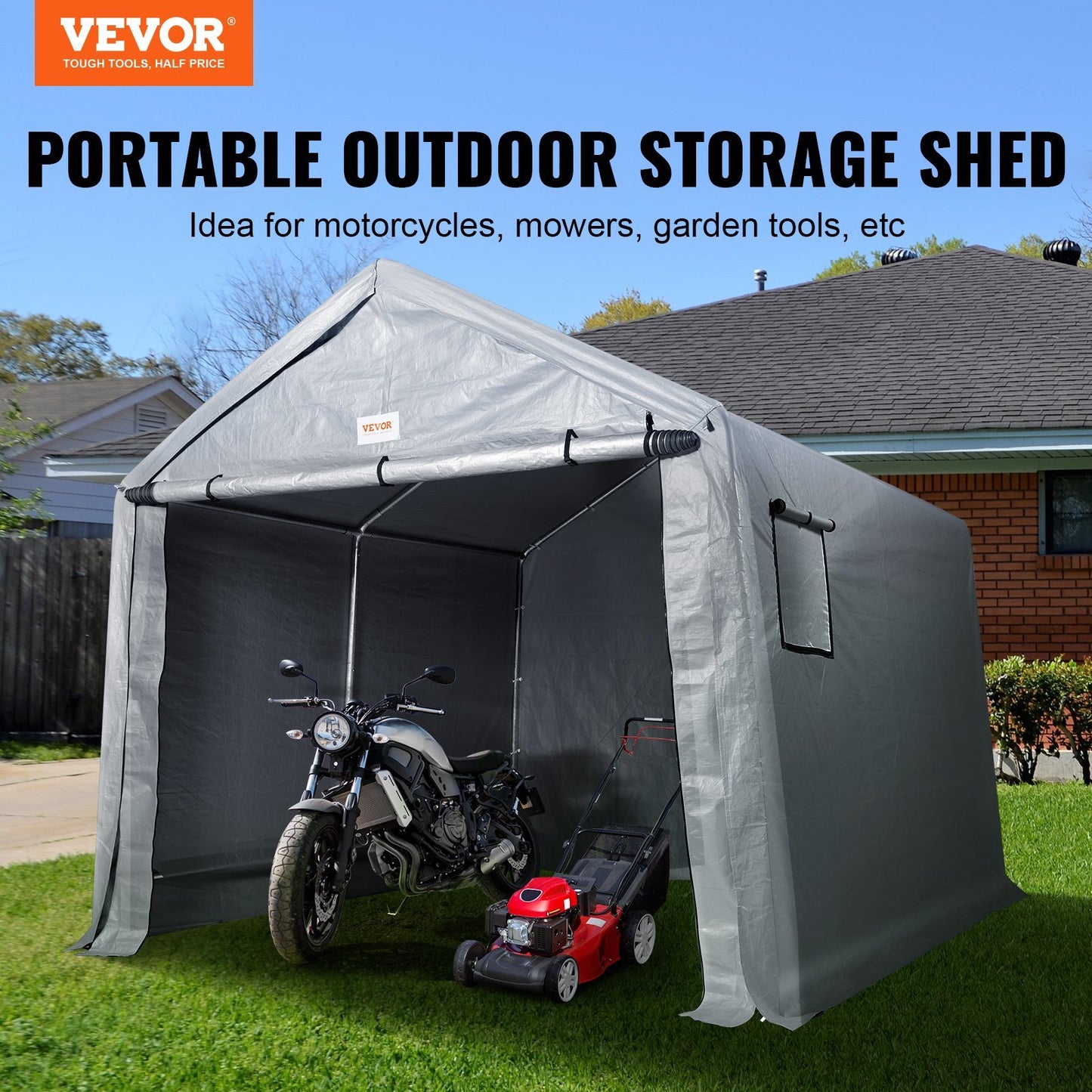 VEVOR Portable Shed Outdoor Storage Shelter, 10 x 10 x 8.5 ft Heavy Duty