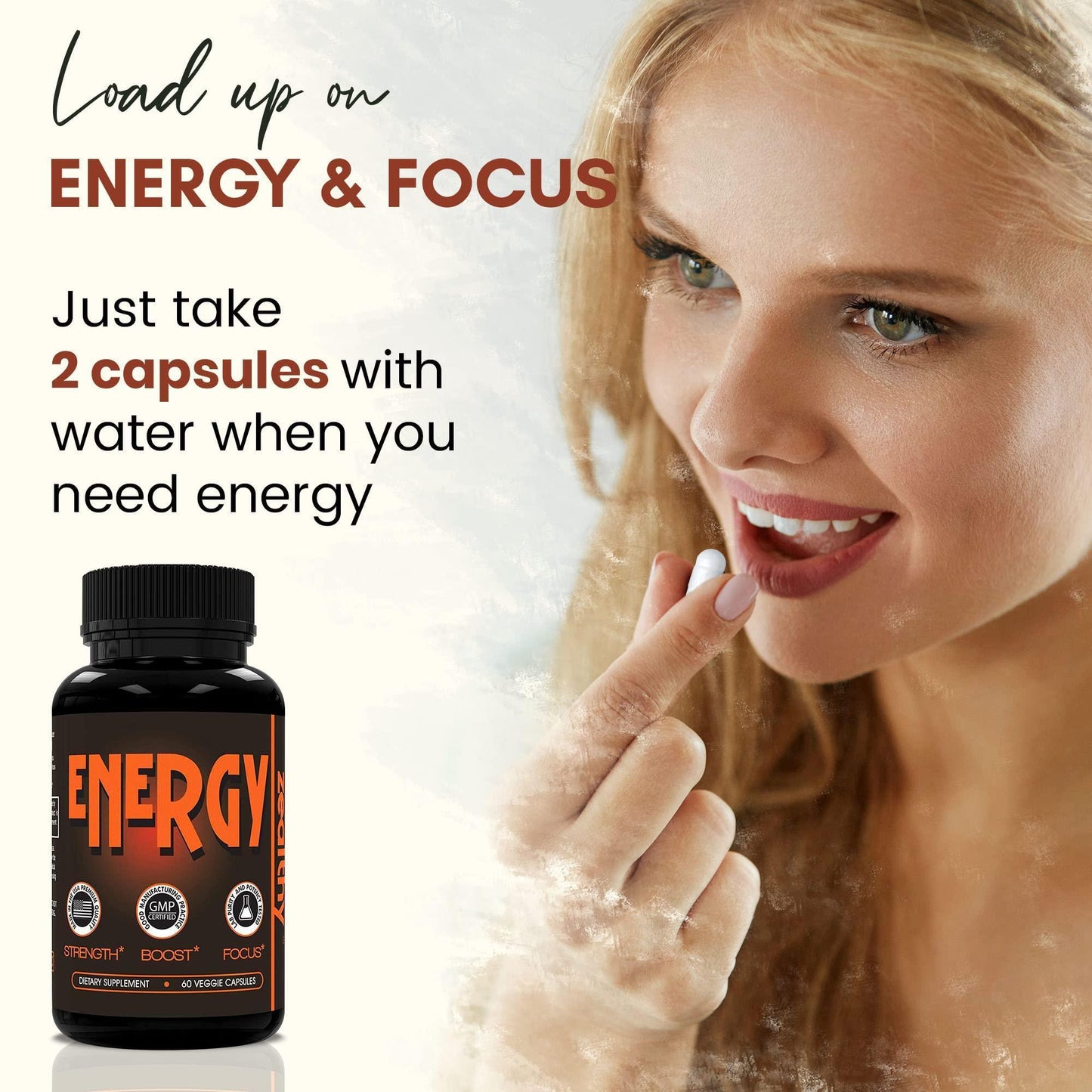 Caffeine Pills Alternative to an Energy Drink Energy Gel or Energy Gummies 60 Capsules