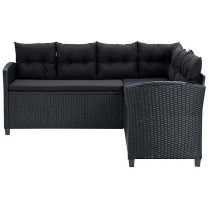 6 Piece Patio Lounge Set with Cushions Poly Rattan Black