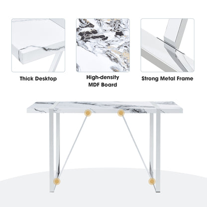 Modern Dining Table (White & Silver)(Only Table)