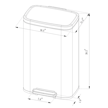 45L Rectangular Step Trash Can