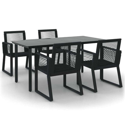 5 Piece Patio Dining Set Black PVC Rattan